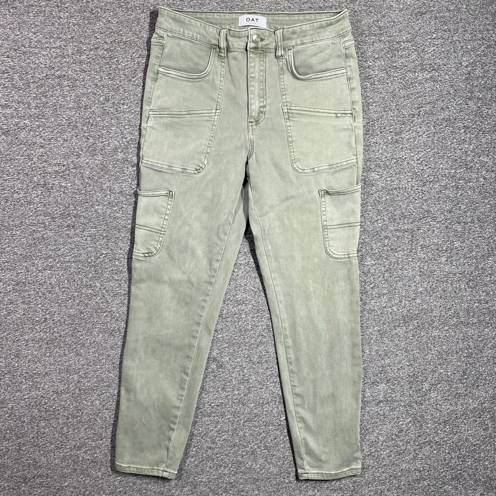 OAT New York Jeans 29 Sage Green Mid Rise Skinny Ankle Cargo Utility